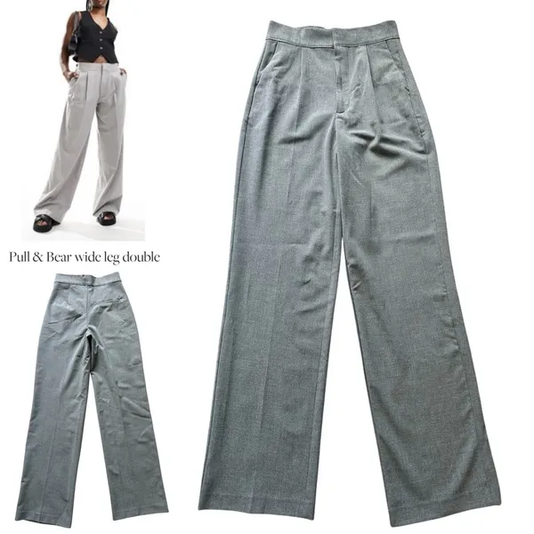 Pull & Bear wide leg pleated trousers XS NEW - Image 2