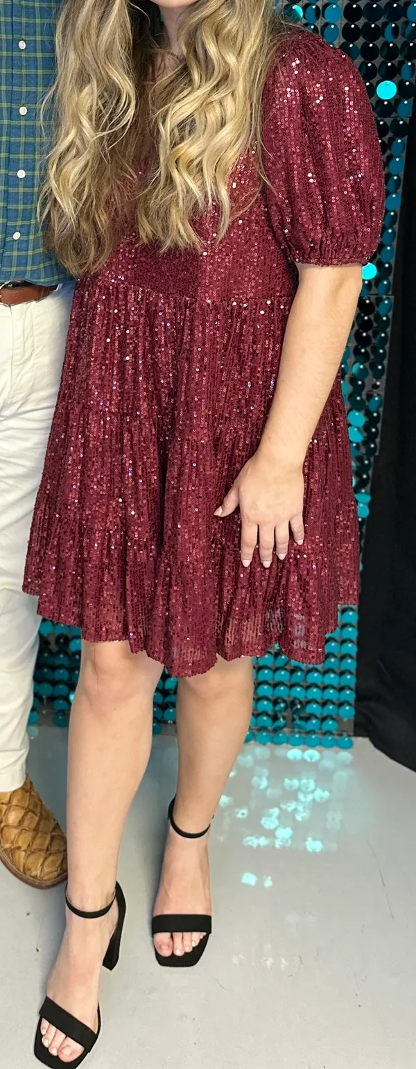 Red Sequin Dress - Image 2
