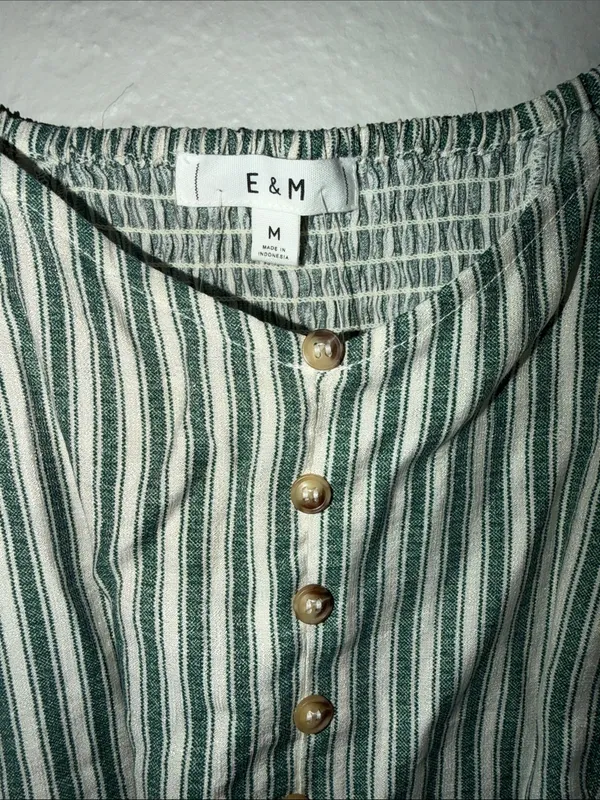 NEW Anthropologie E & M stripe top beach vacation cruise summer Button-Up Shirt - Image 2