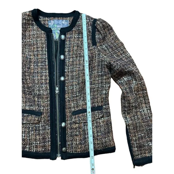 Free People Jacket Tweed‎ Full Zip Multi-Color Wool Blend Size 4 - Image 10