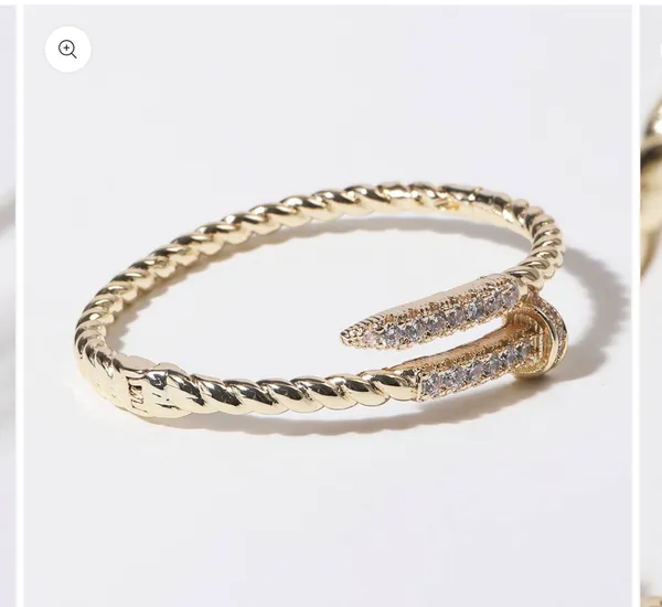 Pave Edge Twisted Gold Plated Bangle Bracelet - Image 3
