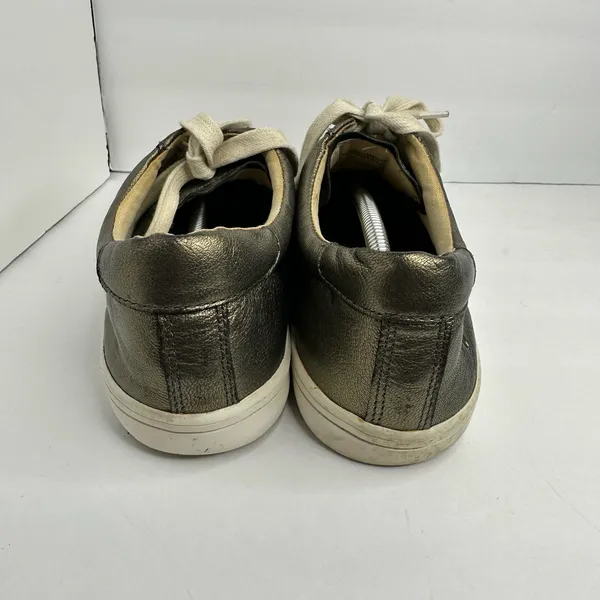 Frye Womens 8.5 Kerry Metallic Leather Low Top Sneakers Gold Pewter Urban Chic - Image 4