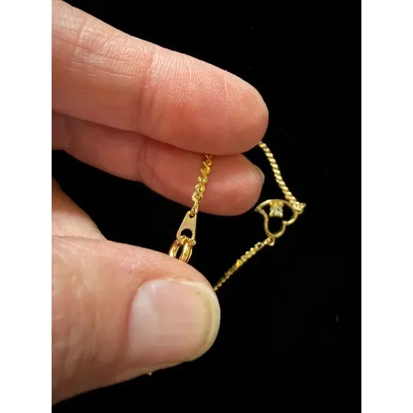 Gold Plated Heart Bracelet, Crystal, Made in Korea, 7" - Image 6