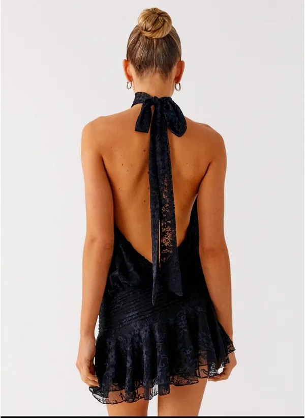 Peppermayo Willow Lace Mini Dress Black - Image 4