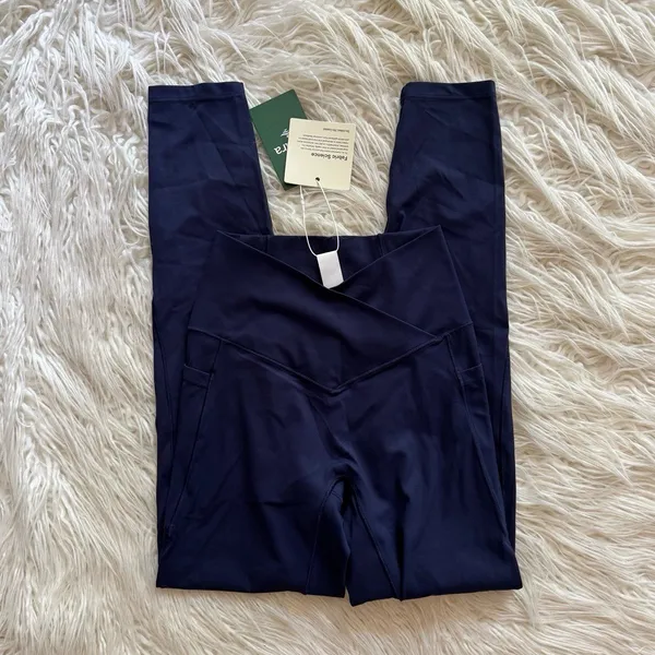 Halara SoftlyZero Crossover Pocket Leggings Peacoat Size XS 7/8 - Image 3