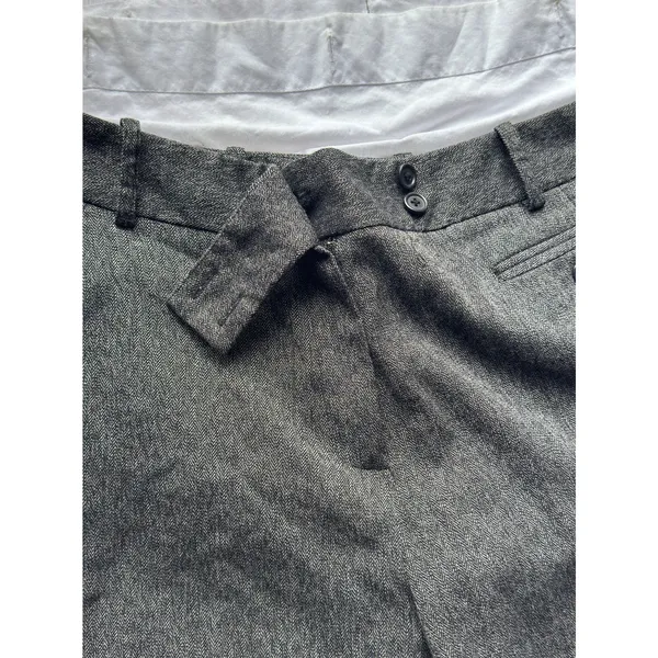 Larry Levine High-Waisted Wide Leg Trousers Size 10 Dark Gray Herringbone - Image 2