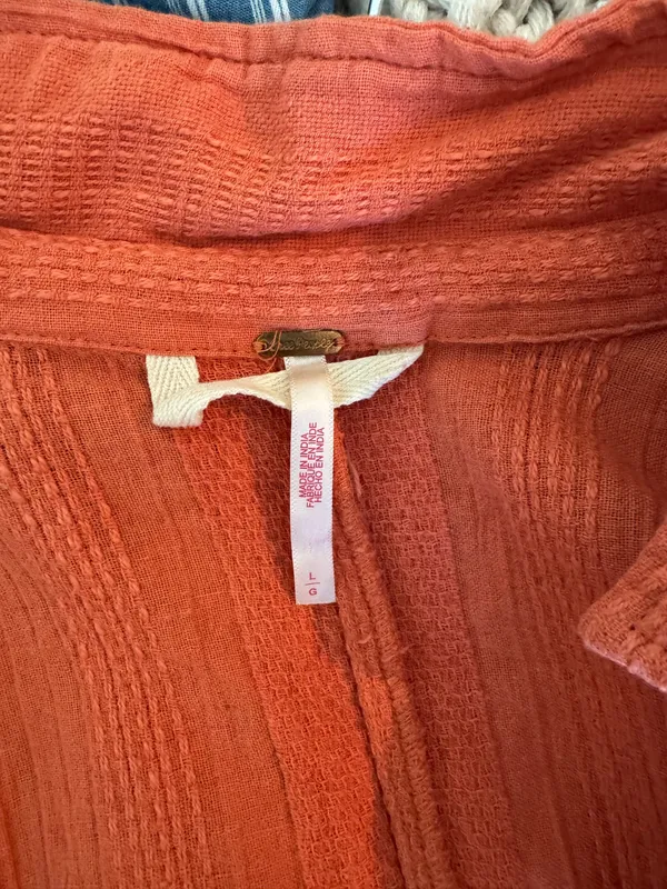Orange, free people mini dress with a tie around the waist - Image 2