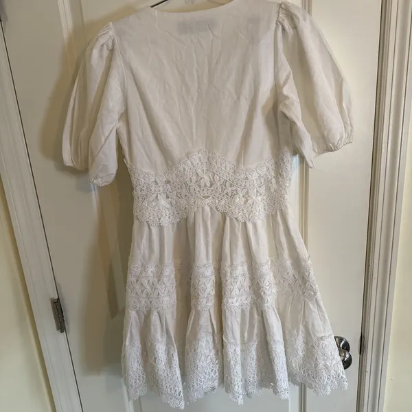 Endless Rose‎ Lace Trim Puff Sleeve Minidress White Sz S Coquette Cottage Core - Image 6