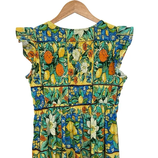 Anthropologie Peregrine Flutter Sleeve Maxi Dress In Fruit Motif XS - Image 9