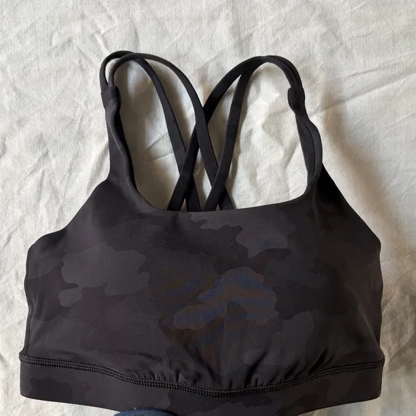 Lululemon Women's Black Camouflage Sports Bra - Image 6
