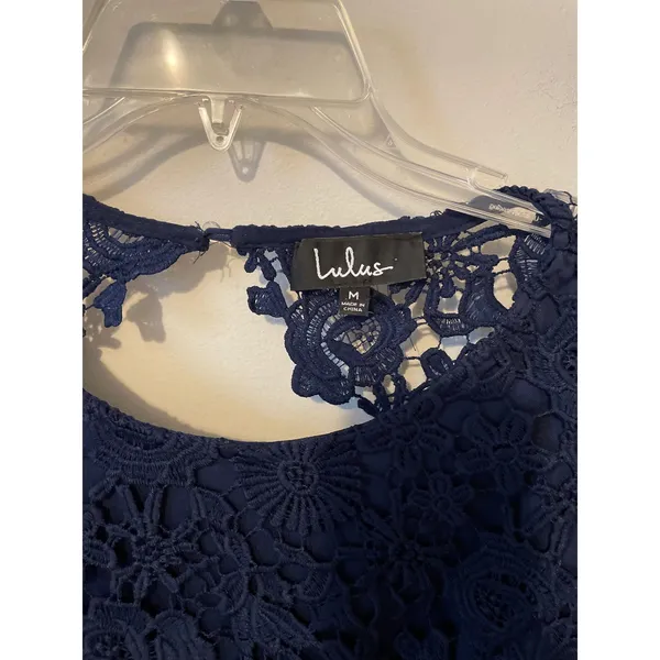Lulu's Lace Open Back Maxi Dress Gown Navy Blue Size Medium - Image 8