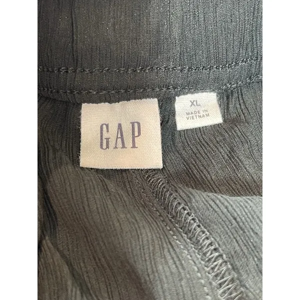 Gap Relaxed Fit Black Crinkle Pull On Elastic Waist Full Length Pants XL NWT - Image 6