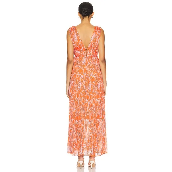 Astr The Label Pascadero Orange Abstract Maxi Gown Dress Size XS - Image 5