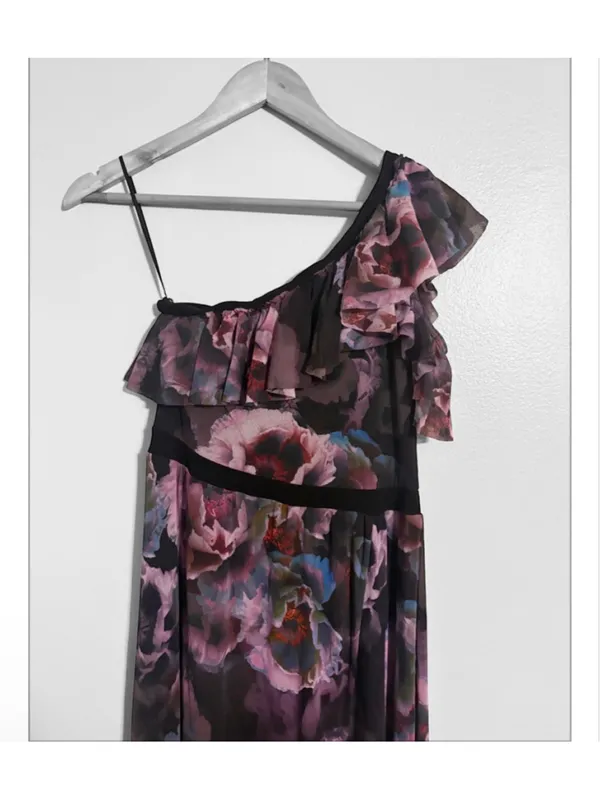 Fuzzi Tulle One Shoulder Floral Maxi Dress - Image 6