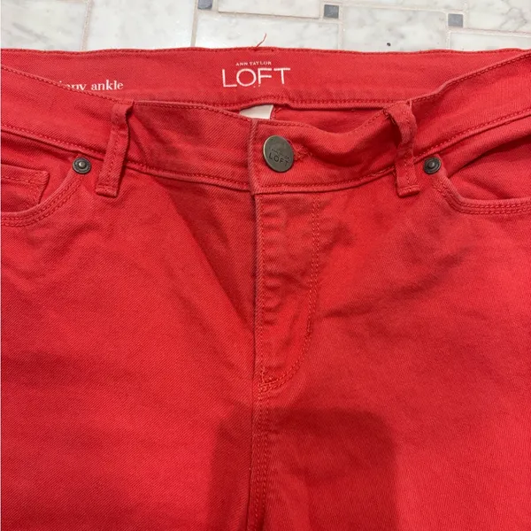 LOFT Red Modern Skinny Ankle Jeans - Image 3