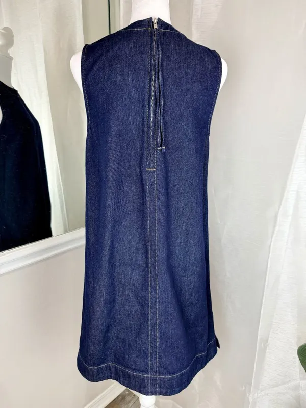Madewell Denim Shift Dress Womens Size 2 100% Cotton Sleeveless Blue Midi - Image 3