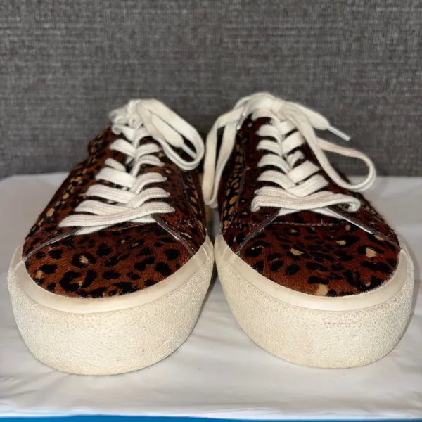 Madewell Sidewalk Low Top Sneakers Womens 9 Leopard Calf Hair Brown Mob Wife - Image 4