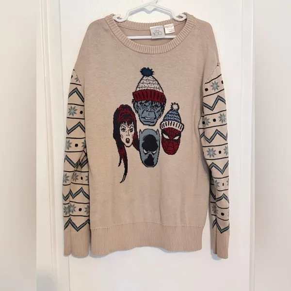 Disney 100 Beige Graphic Kids Marvel Hulk Spider-Man Sweater - Image 2