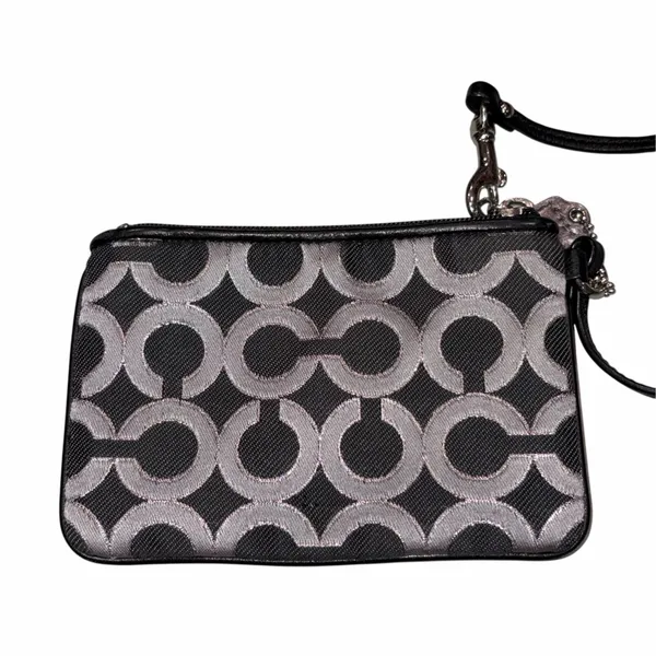 Coach Signature Gray & Black Op Art Wristlet Wallet - Image 5