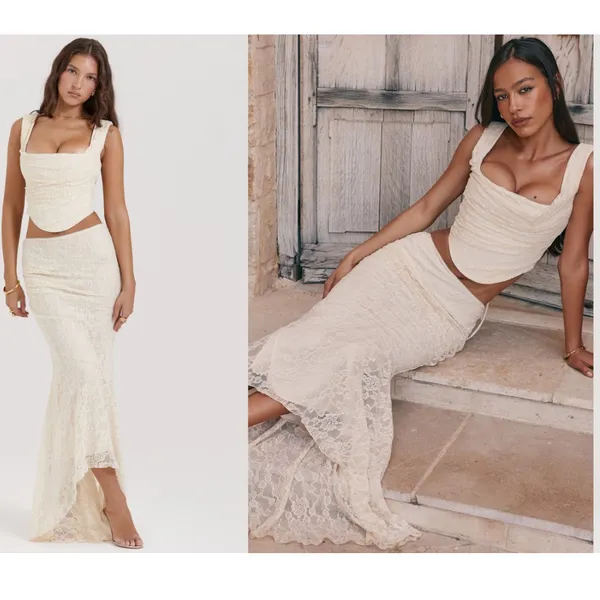 NWT House of CB 'Una' & 'THERESE' SET skirt corset in‎ VINTAGE CREAM LACE size S - Image 2