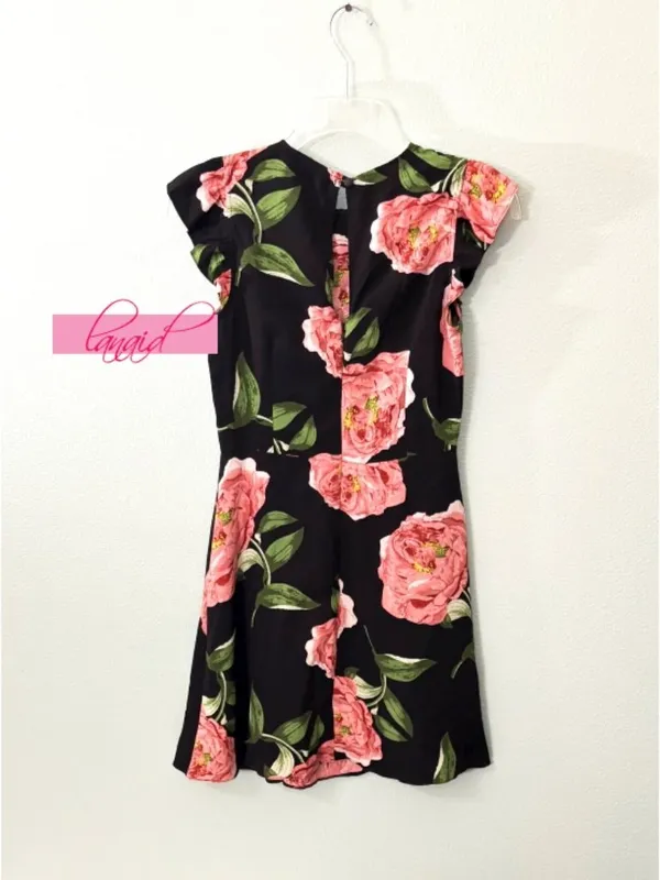 Miss Selfridge Floral Print Asymmetric Frill Skater Dress Cap Sleeve Ruffle Mini - Image 6