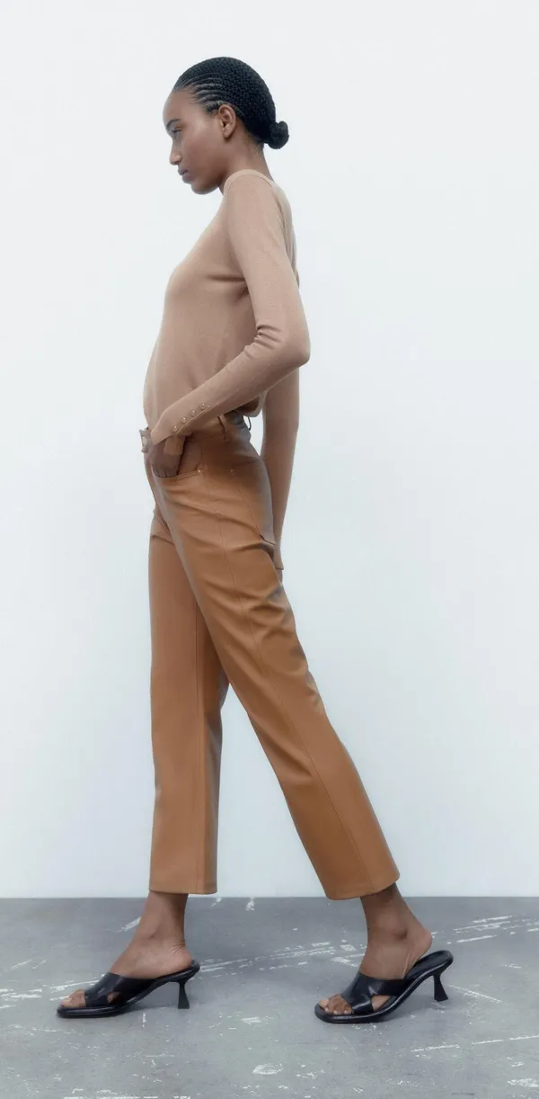 Faux Leather Mini Flare Pants - Image 7