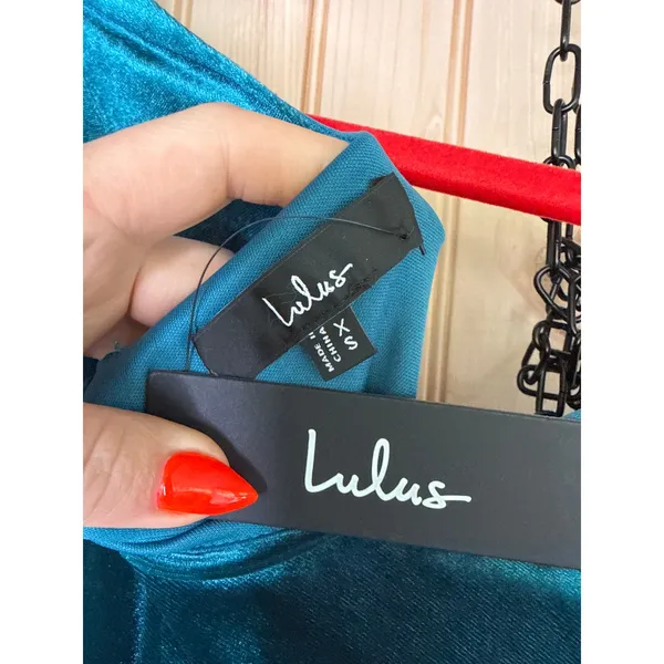NWT Lulus Fabulous Mood Dark Teal Velvet Long Sleeve Bodycon Mini Dress Party XS - Image 6