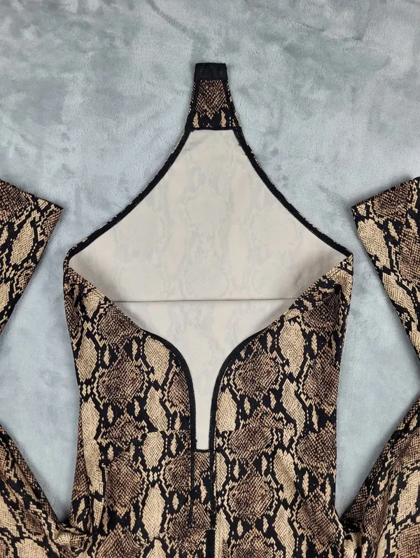 A.L.C. x Bandier Bodysuit Womens Size S Small Python Snakeskin Cutout Mock Neck - Image 12