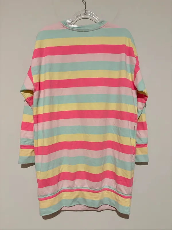Cabana By Crown & Ivy Multicolor Striped Crew Neck Sweeper Sweatshirt small - Image 2