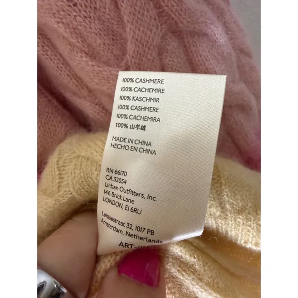 Anthropologie Dip Dye cable mock neck Cashmere Sweater Size‎ large - Image 4