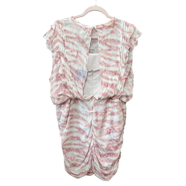 Allsaints Hali‎ Areias Mini Dress Size US 12 Pink White - Image 4