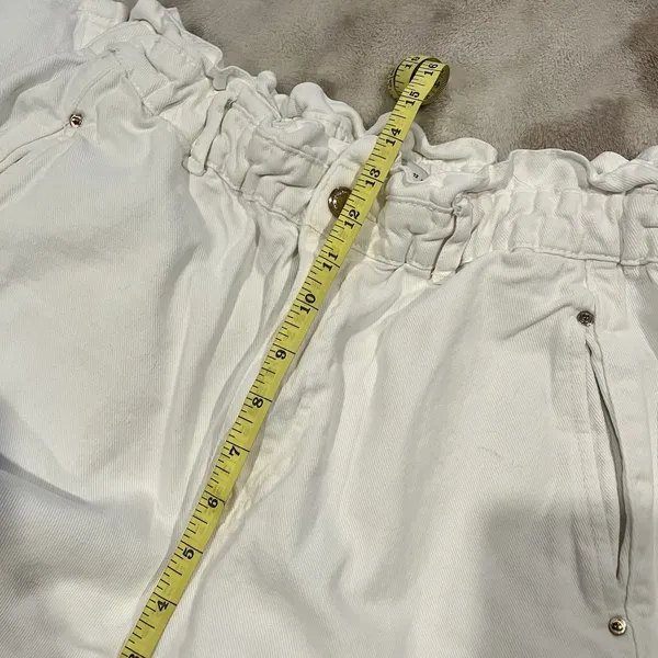 Zara Women's Size 10 White Baggy Fit Paperbag Ankle Jeans See Pics For Wear - Image 7