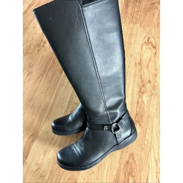 Clarks Women's Cheyn Lindie Knee High Boot Black Leather Size 7.5 M - Image 6