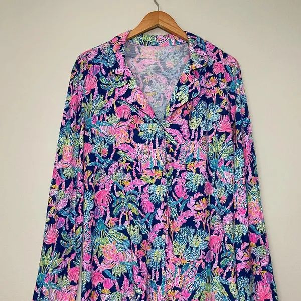 Lilly Pulitzer PJ Knit Long Sleeve Button Down Top - Image 2