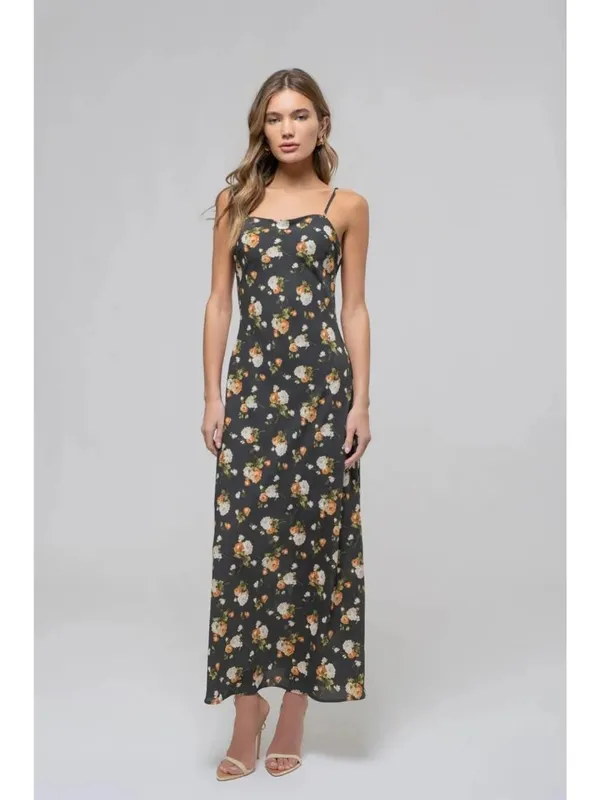 THE WORKSHOP Green Floral Maxi Dress Size Medium NEW NWT - Image 3