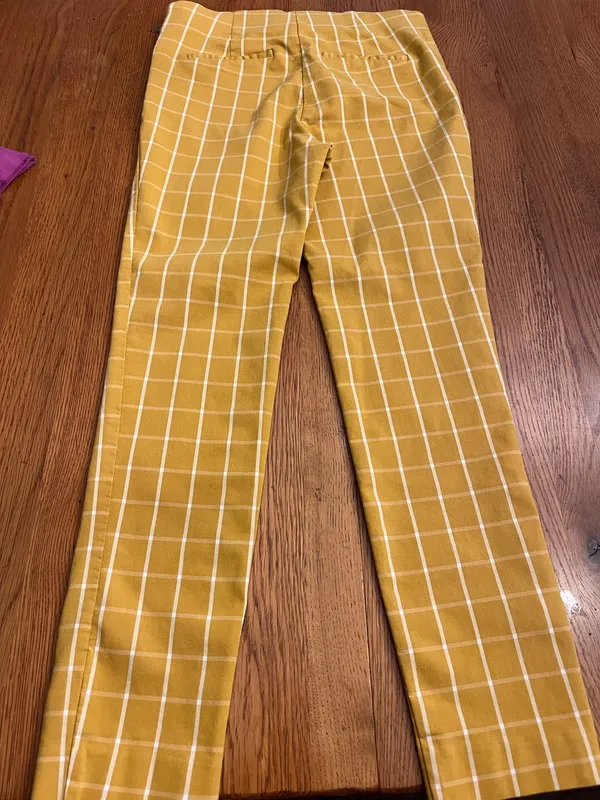 a new day Mustard Yellow Windowpane Plaid Pants - Image 3