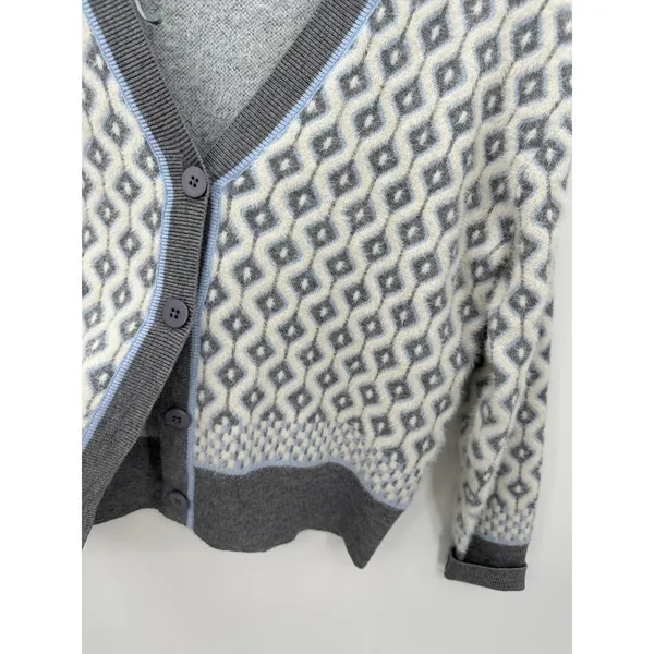 Cupcakes and cashmere Women Grey White Button Front Cardigan Sweater Size‎ XS - Image 3