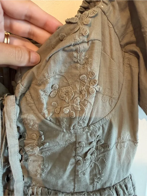 Altar'd State Olive Green Embroidered Mini Dress - Image 2