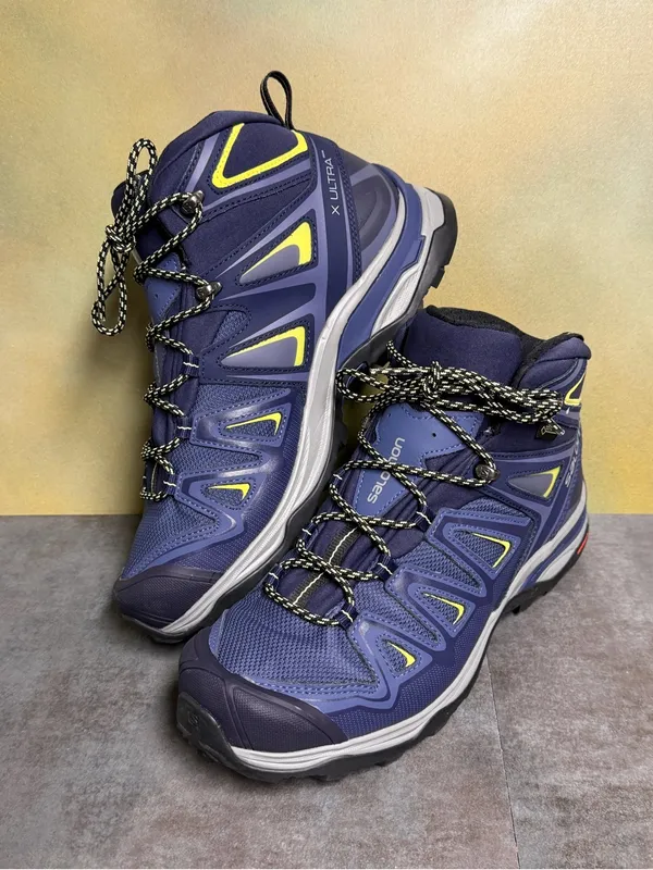 Salomon X Ultra Wide GTX Women's Wide Waterproof Hiking Boots Blue/Yellow Sz 10 - Image 14