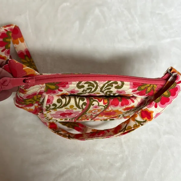Vera Bradley Folkloric Lizzy Saddle Bag Crossbody Bag Travel Pink Yellow Retro - Image 7