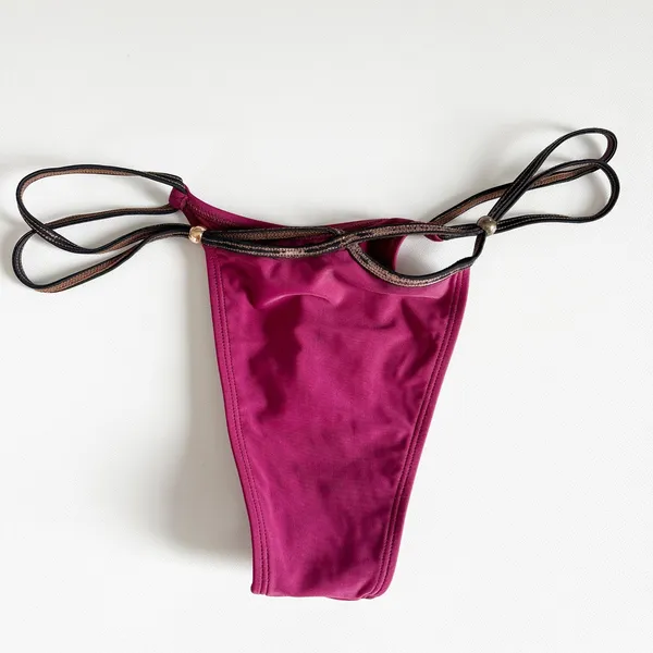 Jaded London Womens Luna Metallic‎ Micro Strappy Sexy Bikini Bottoms Plum Size 8 - Image 8