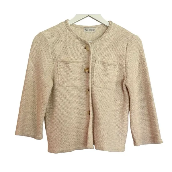 Maria Bellentani ladylike gold button cardigan sweater small - Image 10