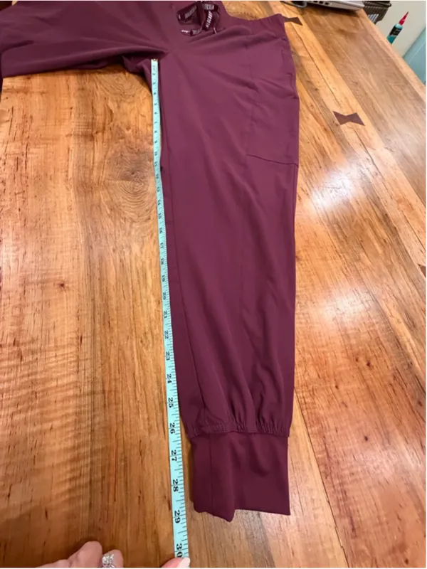 Med Couture Peaches Jogger Scrub Pants Womens L Large Wine Maroon Cargo Pockets - Image 8
