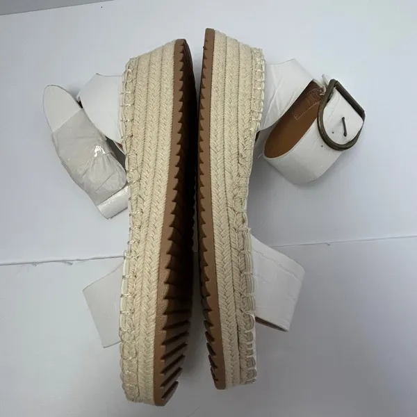 Qupid Womens White Croc Embossed Vegan Leather Platform‎ Espadrille Sandals Sz 8 - Image 9