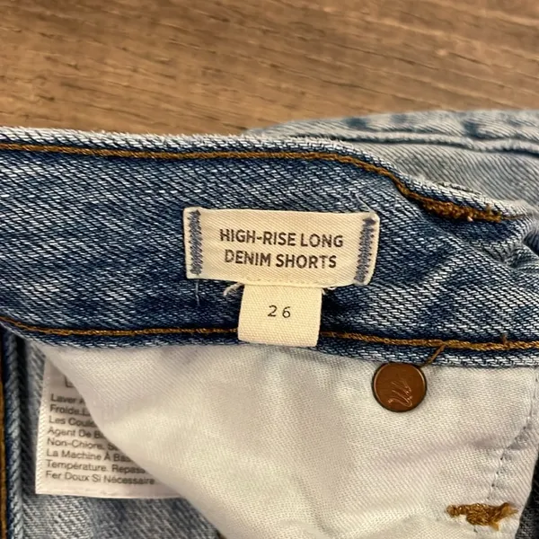 High-Rise Long Denim Shorts in Brightwater Wash - Image 9