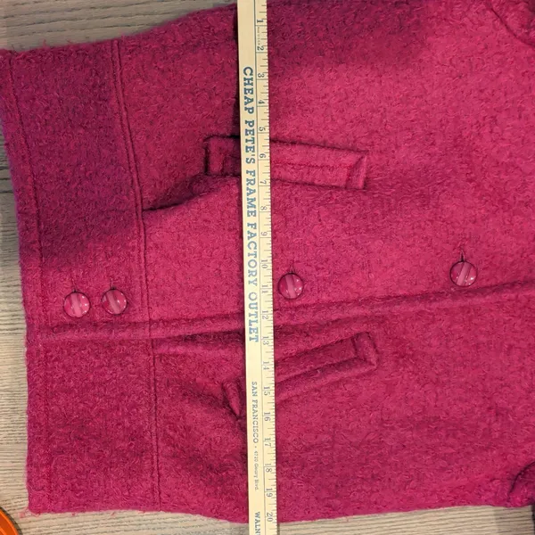 Vintage Alectra Magenta Pink Boucle Wool Blend Funnel Neck Coat Made in USA - Image 7