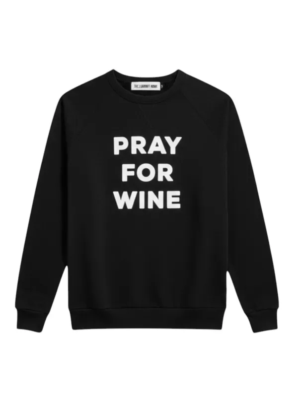 new The Laundry Room ☻︎ Pray For Wine Oversize Super Softest Sweatshirt ☻︎ Black - Image 2