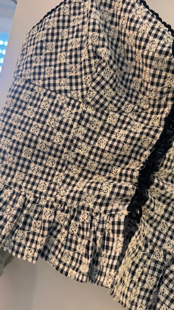 Emory Park Gingham Print Lace Up Top - Image 2