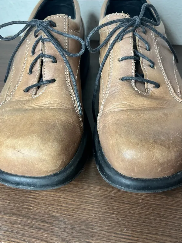 Y2K Dansko Tan Brown Leather Round Toe Chunky Lace Up Platform Oxfords Size 40 - Image 5