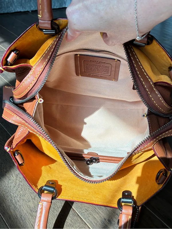 Coach 1941 Rogue 31 Leather Satchel Purse, 38124, Tan / Brown / Gunmetal - Image 14